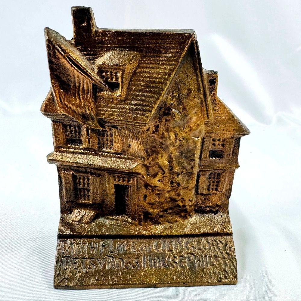 Betsy Ross House Cast Iron Bookend Birthplace of Old Glory Philadelphia Bronze
